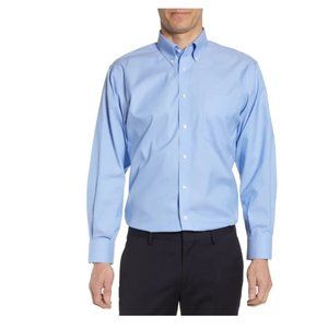 NORDSTROM Traditional Fit Non-Iron Dress Shirt Blue sz 17 NEW Men's Shop